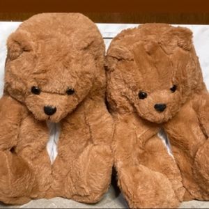 Brown teddy bear slippers , one size fits MOST